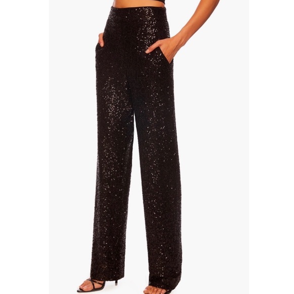Susana Monaco NWT Black Sequin Wide Leg Pants SIZE SMALL